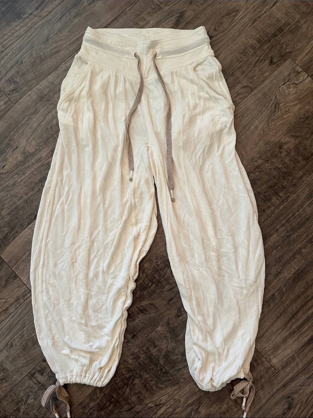 FP Movement by Free People Cream Drawstring Harem Track Pants
